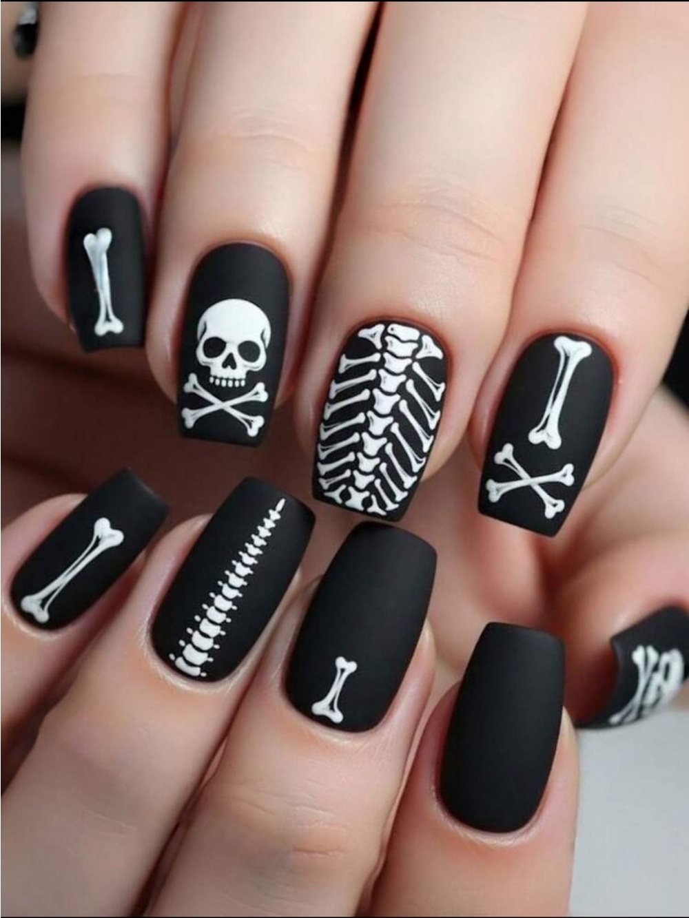 Skeleton Bones Matte Press On Nail Set NEW 🏷️